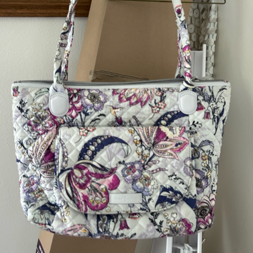 Vera Bradley Purple and White Artistic Tote Bag